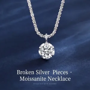 Luxury S925 Sterling Silver Moissanite Crown Pendant Necklace With GRA Certificate For Women Round Brilliant Cut D Color Moissanite Anniversary Jewelry Gift