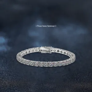 Bracciale Tennis in Argento Sterling 925 Con Moissanite per Donna Taglio Rotondo Colore D VVS1 Con Certificato GRA Gioielli