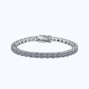 Bracciale tennis classico in argento sterling S925 con pietre di moissanite