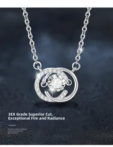 Macro detail of 925 silver pendant featuring 3EX cut moissanite with 58 facets