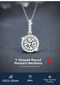 Gros plan du collier pendentif moissanite en argent S925 avec pierres étincelantes