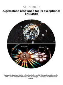 Macro comparison showing superior fire dispersion of Moissanite versus natural diamond