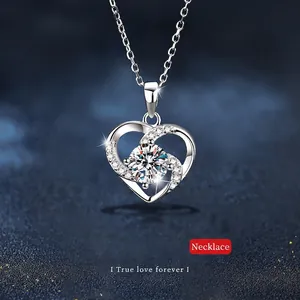 Collier Pendentif Cœur en Argent Sterling 925 Moissanite pour Femme Élégant Haut de Gamme D Couleur VVS1 Avec Certificat GRA
