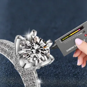 Moissanite 925 sterling silver ring with six-claw setting passing diamond tester test