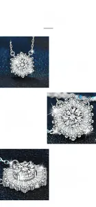 Macro shot of 925 silver sunflower pendant with moissanite and 360-degree fine polishing