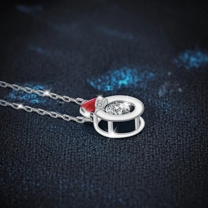 Sterling silver Christmas necklace with a sparkling moissanite floating stone pendant