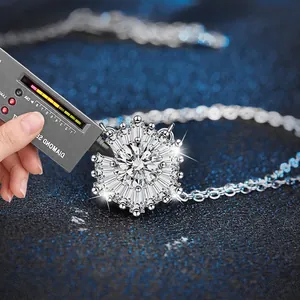 925 silver snowflake necklace with Moissanite stone passing diamond tester test