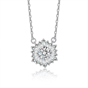 925 Sterling Silver snowflake necklace with sparkling D-color moissanite pendant