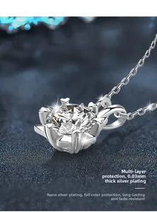 Close-up of heart-shaped moissanite necklace with 0.03 nano silver plating detail