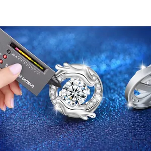 S925 sterling silver moissanite ring being tested with a diamond selector pen
