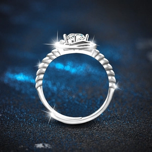 Adjustable S925 sterling silver dragon ring for men with round moissanite stone