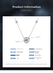 Détail macro du collier Mobius en argent S925 avec une pierre Moissanite de 0,5 ct