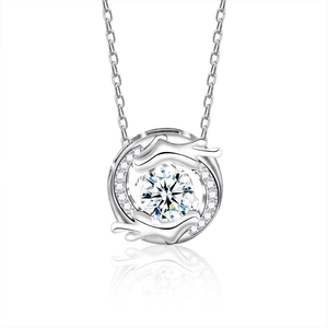 Elegant 925 sterling silver dragon year pendant with moissanite center stone and halo
