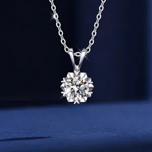 S925 Sterling Silver Hexagram Heart Pendant Necklace With D Color Moissanite Snow Flower Luxury Fashion Jewelry For Women Gift