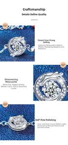 Detail of four-prong moissanite setting and polished 925 silver finish for dragon year bracelet
