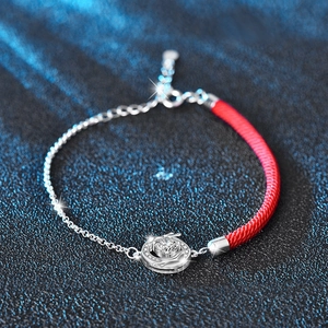 925 Sterling Silver Moissanite Bracelet For Women Red String Spliced Chain Dragon Pattern Chinese Style Jewelry Gift