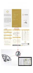 Detailed GRA certificate showing D color moissanite parameters and laser serial number