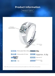 Detailed view of 1ct D color VVS1 moissanite diamond on s925 sterling silver ring