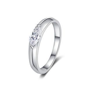 Elegant s925 silver ring featuring a marquise-cut moissanite stone in a minimalist style