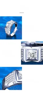 Macro shot of 925 silver ring featuring moissanite center stone and pavé setting