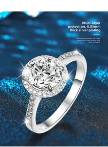 Detail of 0.03mm nano-plated layer on 925 sterling silver moissanite ring
