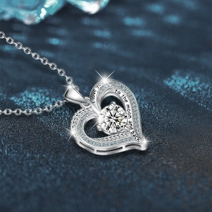 S925 Sterling Silver heart necklace with I love you to the moon and back engraving