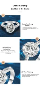Detailed macro view of 925 sterling silver moissanite ring with four-prong setting