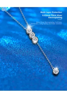 Detail of 925 silver fringe necklace featuring thick 0.03mm silver plating and clear crystals