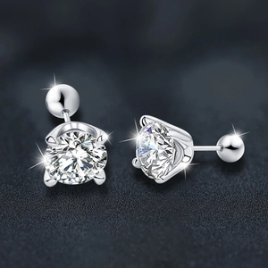 Boucles d'oreilles moissanite en argent 925 avec fermeture à vis de haute sécurité