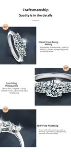 Detailed macro view of 925 sterling silver ring featuring three-stone moissanite setting