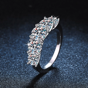 S925 Sterling Silver Moissanite Ring D Color VVS1 Five Stone Anniversary Band Elegant Fashion Jewelry For Women Wedding Gift