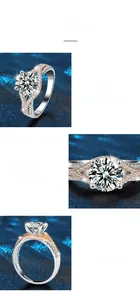 Detail of Moissanite ring featuring a two-tone twisted band and secure four-prong setting