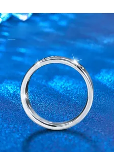 Close-up of polished S925 sterling silver ring band with smooth finish and high luster