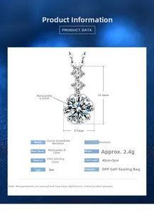 Détails du collier flocon de neige en argent S925 avec pendentif Moissanite 1ct