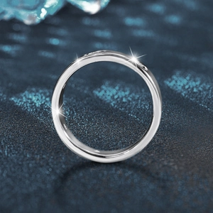 Elegant high-polished 925 sterling silver minimalist ring on deep blue background