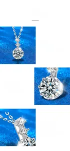 Détail macro du pendentif en argent S925 avec Moissanite et serti à huit griffes