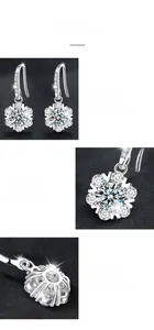 Macro detail of snowflake moissanite earrings with 925 silver finish and polished back