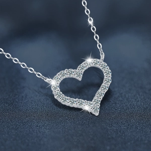 Elegant 925 sterling silver heart pendant necklace with shimmering cubic zirconia accents