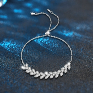 925 silver wheat bracelet with moissanite accents and adjustable slider clasp
