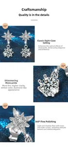 Detailed view of Moissanite stud earrings featuring star charms and high-polish S925 silver