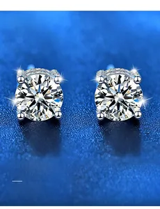 Détail de la coupe 3EX avec 58 facettes sur boucles d'oreilles en argent et reflets