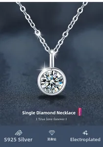 Macro detail of S925 sterling silver bubble pendant with 1 carat moissanite gemstone
