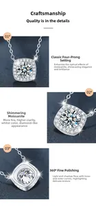 Détail du pendentif en moissanite à quatre griffes avec design halo et polissage fin à 360°