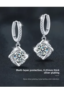 Detailed view of S925 sterling silver hoop earrings with nano-plating for long-lasting shine