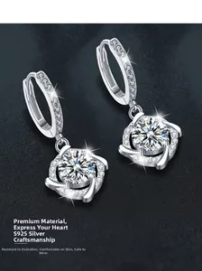 Close-up of S925 sterling silver stamp on moissanite pinwheel earrings with micro inlay