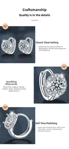 Detail of S925 silver sunflower earrings with moissanite stones and classic claw setting