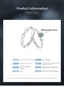 Detail of S925 sterling silver twist rings featuring a 5mm D-color moissanite stone