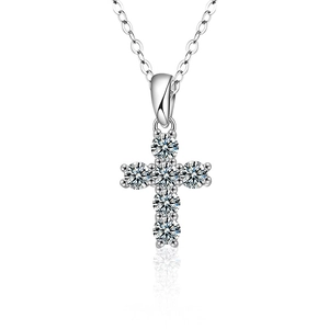 Moissanite diamond cross pendant necklace crafted in premium S925 sterling silver