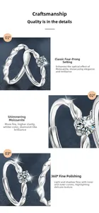 Macro detail of S925 silver twist moissanite ring with four-prong setting and fine polish
