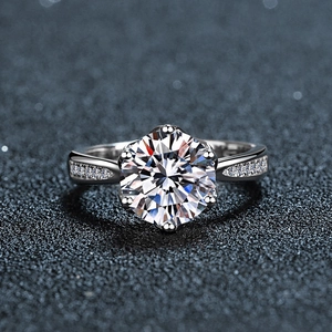 Moissanit 925 Sterlingsilber Ring Für Damen Luxus Rundschliff Sechs-Krallen-Fassung Verlobungsring Mit GRA Zertifikat
